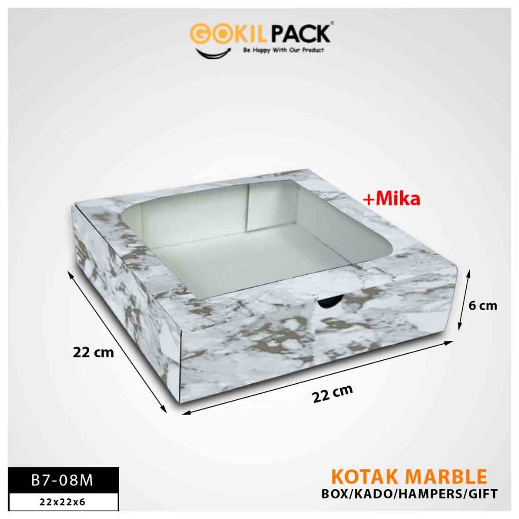 HOLOBOX Kotak Kado Baju B7 - Kotak Mika Marble - Kotak Souvenir 25x25x7 cm - Bahan Duplex 310GR/M150 - Motif Marble - Foto Plastik - FREE HANGTAG EKSLUSIF - Image 3