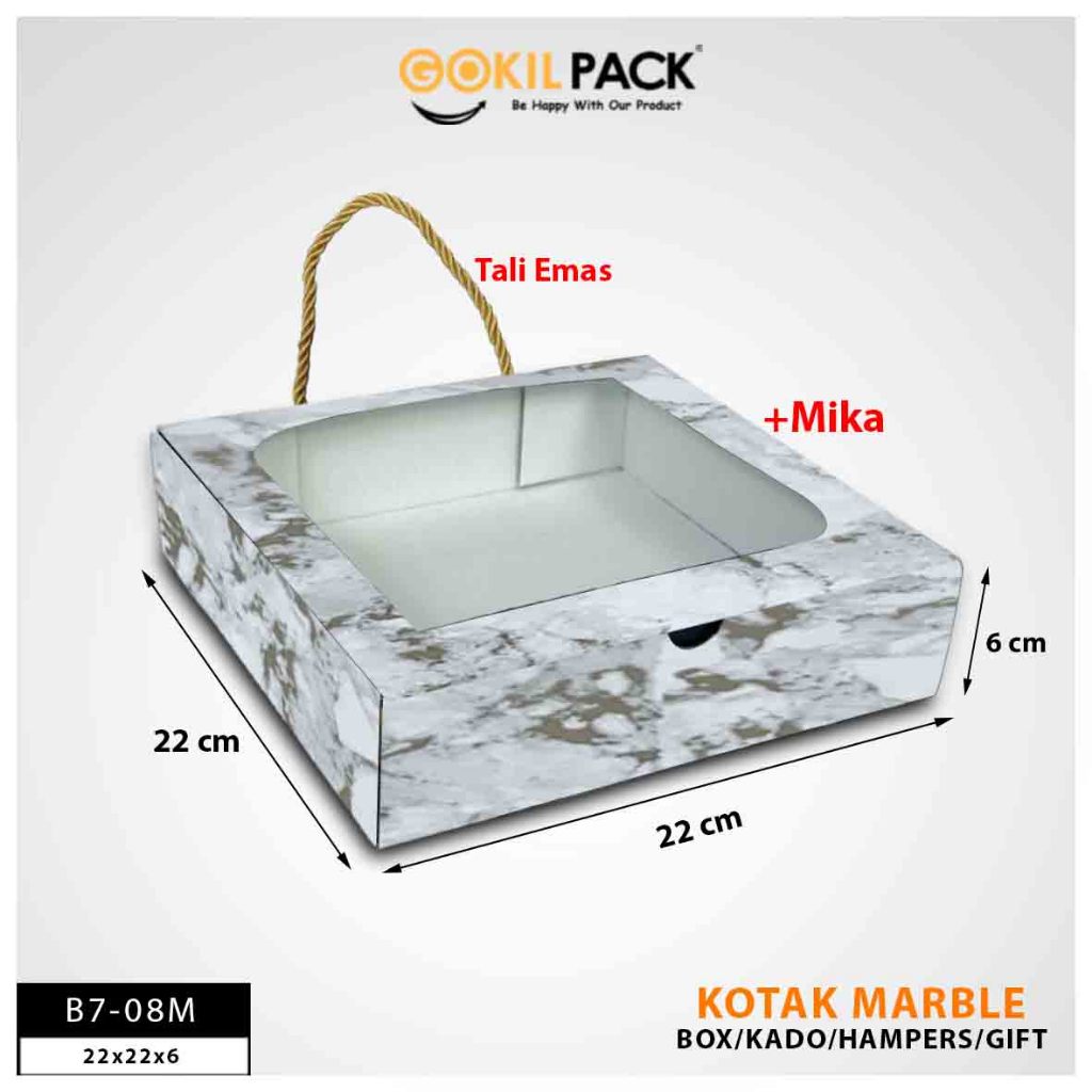 HOLOBOX Kotak Kado Baju B7 - Kotak Mika Marble - Kotak Souvenir 25x25x7 cm - Bahan Duplex 310GR/M150 - Motif Marble - Foto Plastik - FREE HANGTAG EKSLUSIF - Image 4