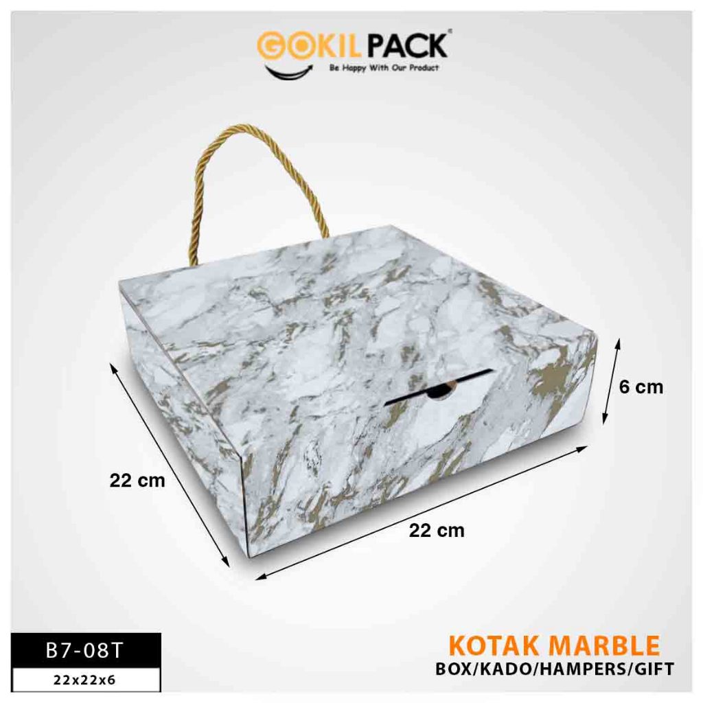 HOLOBOX Kotak Kado Baju B7 - Kotak Mika Marble - Kotak Souvenir 25x25x7 cm - Bahan Duplex 310GR/M150 - Motif Marble - Foto Plastik - FREE HANGTAG EKSLUSIF - Image 5