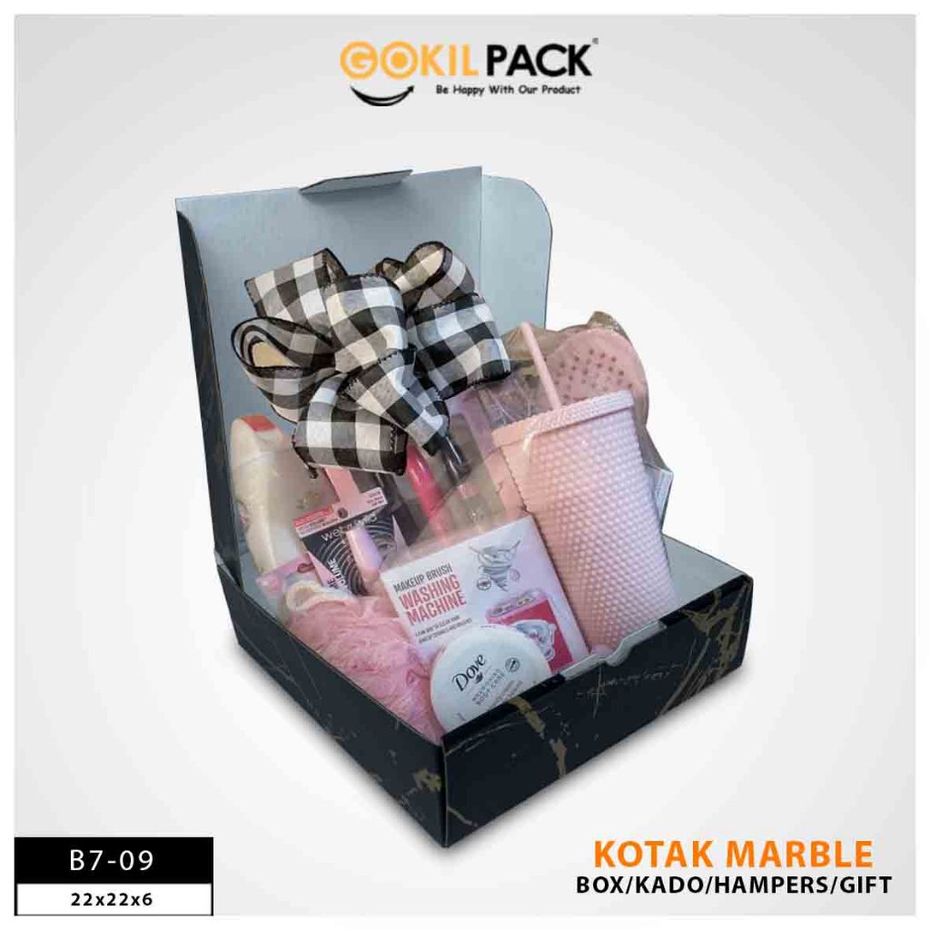 HOLOBOX Kotak Kado Baju B7 - Kotak Mika Marble - Kotak Souvenir 25x25x7 cm - Bahan Duplex 310GR/M150 - Motif Marble - Foto Plastik - FREE HANGTAG EKSLUSIF - Image 6