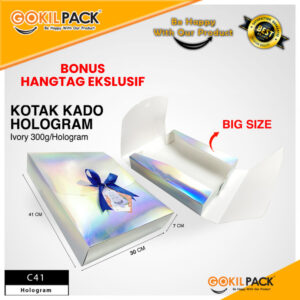 Kotak Kado Hologram - Box Hampers - Dus Hadiah Silver Hologram - C41