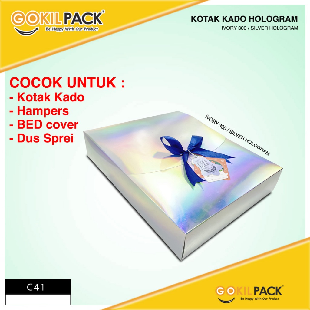 Kotak Kado Hologram - Box Hampers - Dus Hadiah Silver Hologram - C41 - Image 2