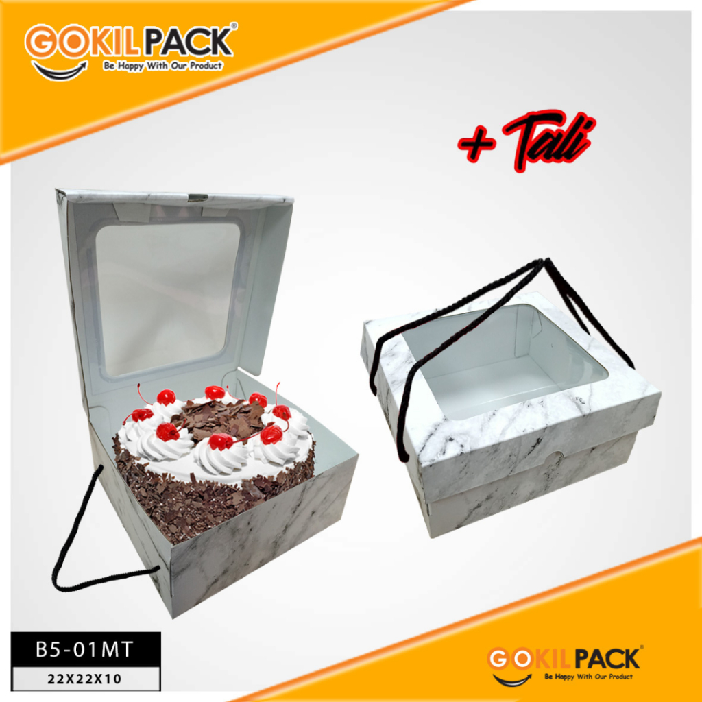 Kotak Kue / Cake Box / Hampers Box Marble Mika/ Packaging Kue / 22x22x10 / B5M - Image 2