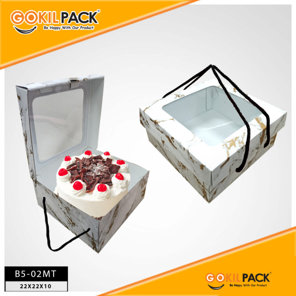 Kotak Kue / Cake Box / Hampers Box Marble Mika/ Packaging Kue / 22x22x10 / B5M - Image 3