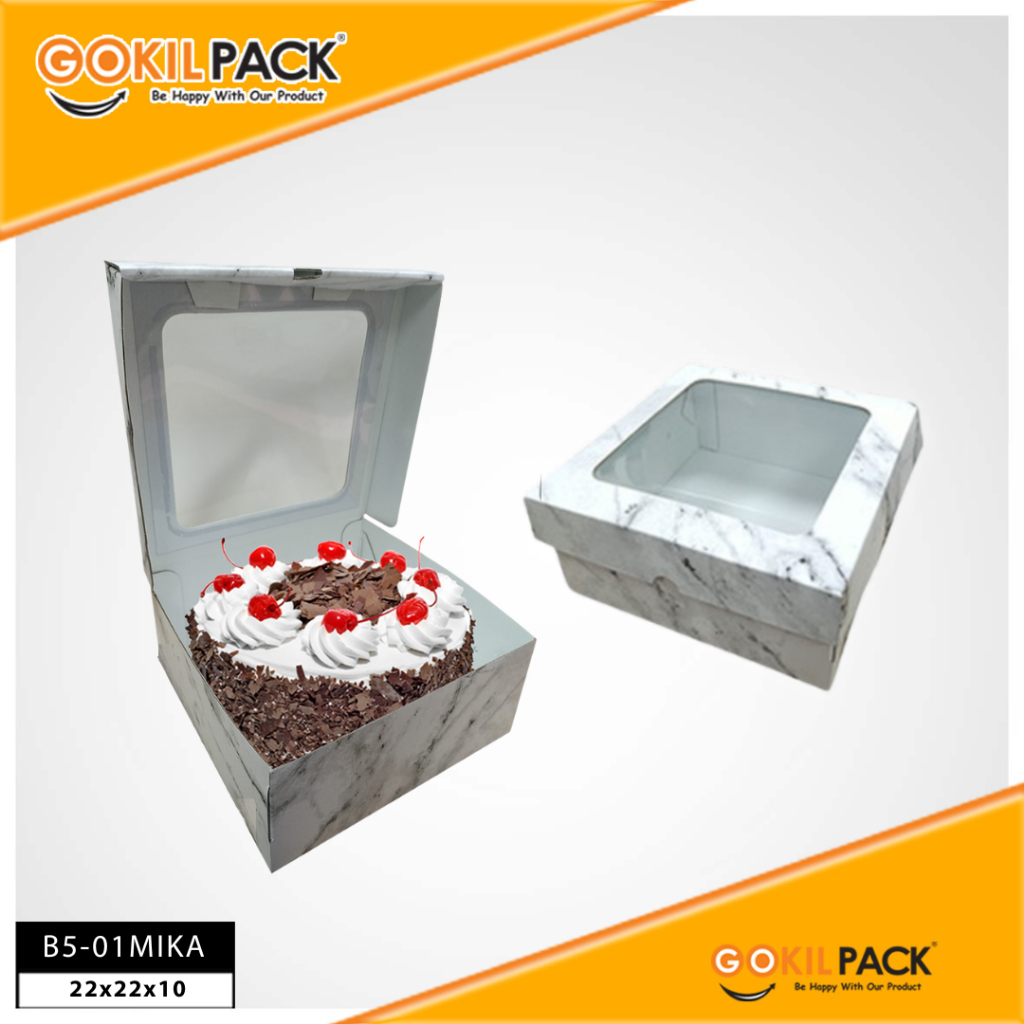 Kotak Kue / Cake Box / Hampers Box Marble Mika/ Packaging Kue / 22x22x10 / B5M - Image 4