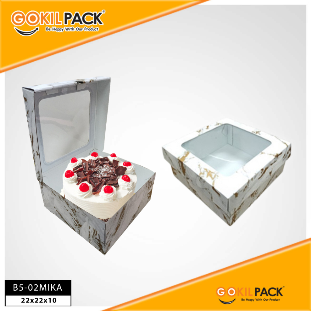Kotak Kue / Cake Box / Hampers Box Marble Mika/ Packaging Kue / 22x22x10 / B5M - Image 5