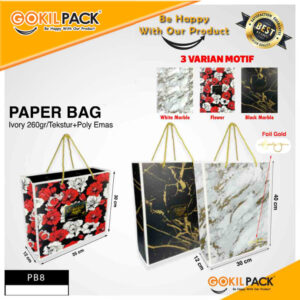 Paper Bag Rose Marble - Tas Hadiah aestetic kado ulang tahun jumbo - PB8