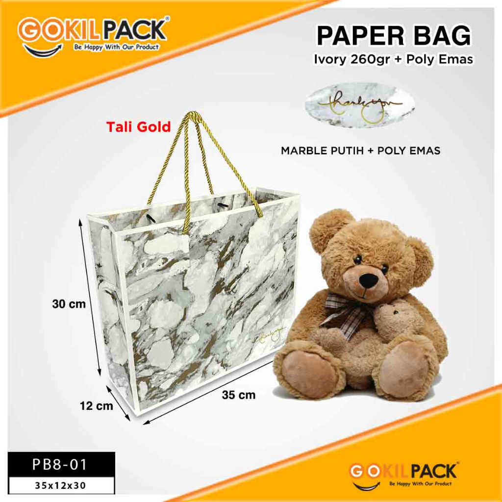 Paper Bag Rose Marble - Tas Hadiah aestetic kado ulang tahun jumbo - PB8 - Image 2