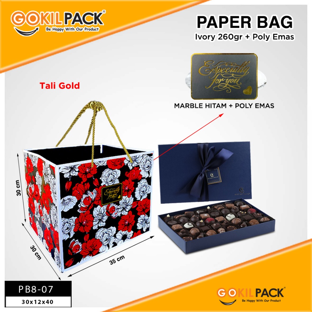 Paper Bag Rose Marble - Tas Hadiah aestetic kado ulang tahun jumbo - PB8 - Image 5