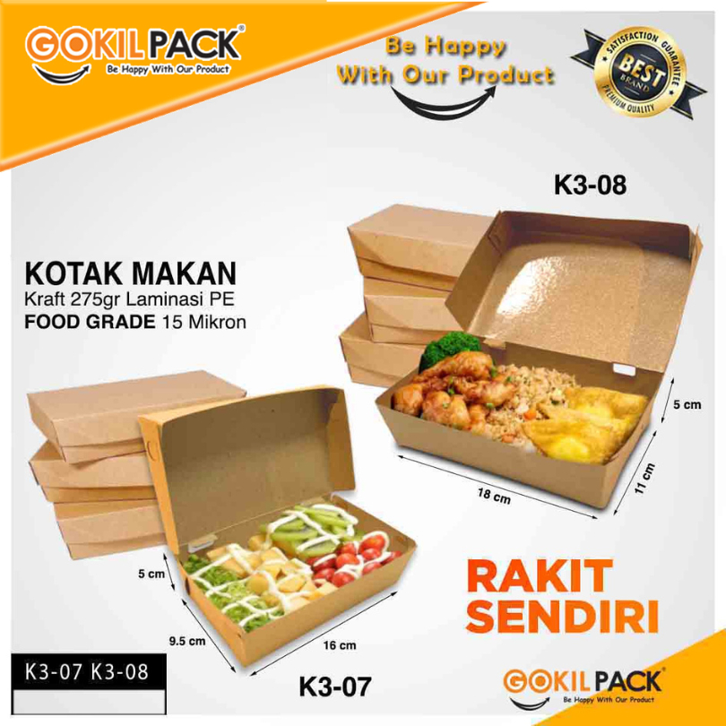 Lunch Box | Food Pail | Kotak Makan | Kraft | Murah 10.5x9x6.5  Kotak Nasi | Rice Box I K3-03