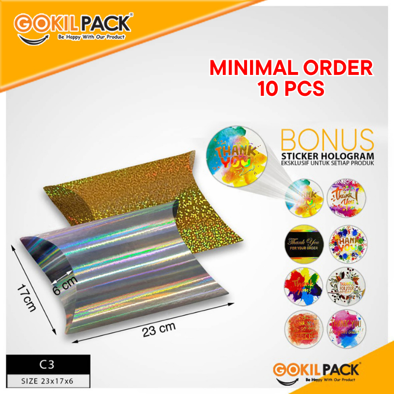 Pillow Box – Kotak Souvenir – Gift Box Hologram 23x17x6 | C3