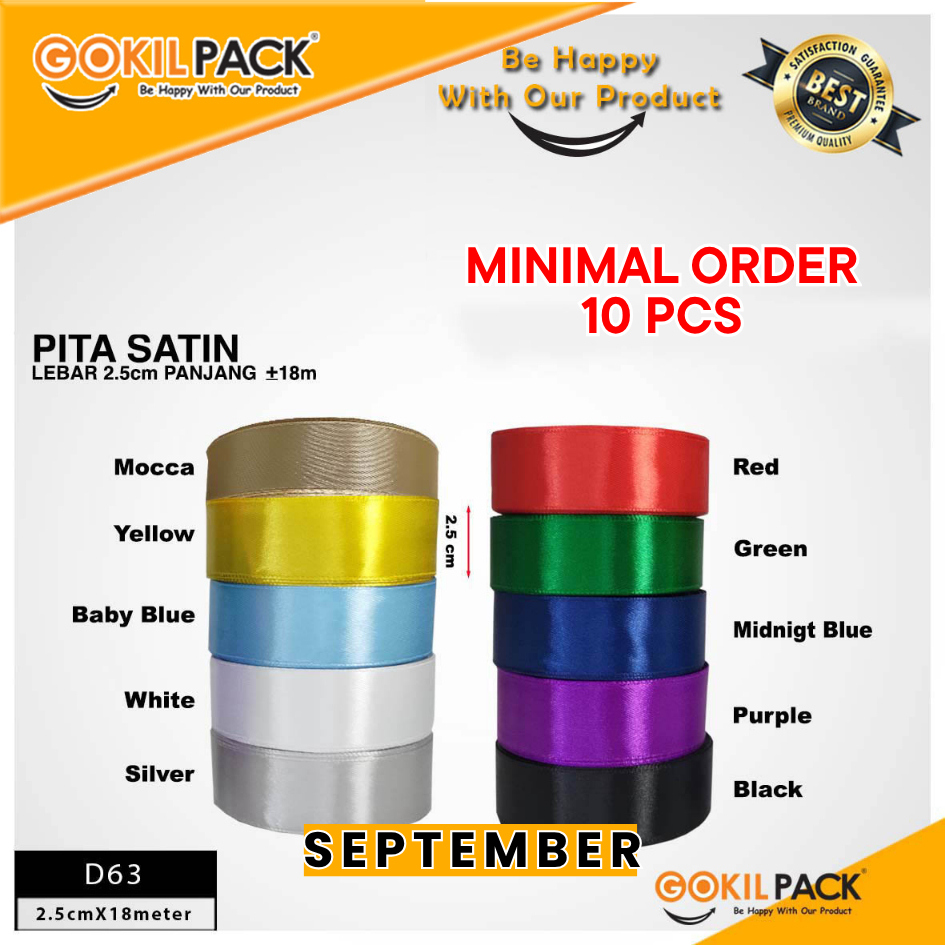 Pita Satin Ribbon Kado 1 Inch (2.5 cm) / Panjang 18 Meter|D63