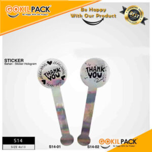 Sticker Bulat Panjang Hologram - Sticker Laminating Silver 13x4 | S14