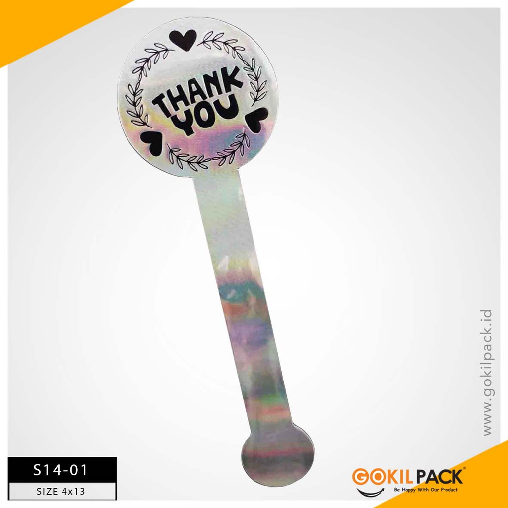 Sticker Bulat Panjang Hologram - Sticker Laminating Silver 13x4 | S14 - Image 2