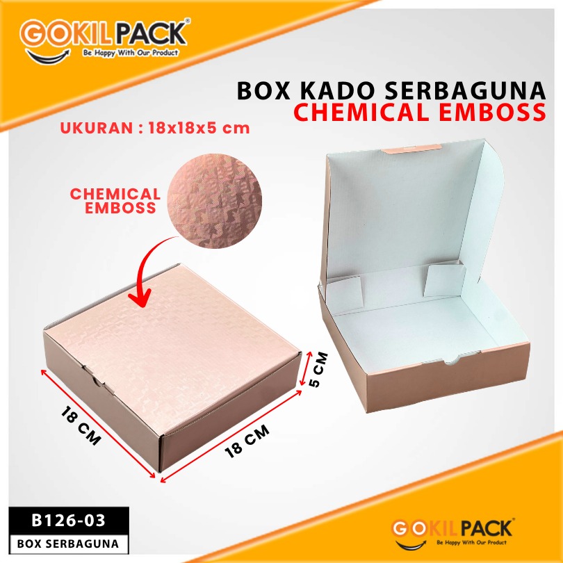 Kotak Kado Hampers Baju / Box Mika Chemical embos / Dus Souvenir / 18x18x5 / B126 - Image 5