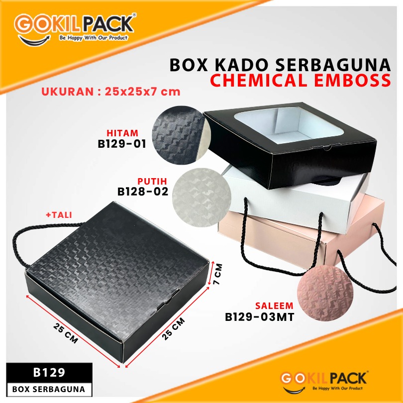 Kotak Kado Hampers Baju / Box Mika Chemical embos / Dus Souvenir / 25X25X7 / B129