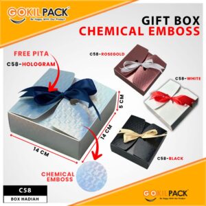 [FREE PITA] Gift Box Chemical Emboss 14x14x5 Cm Kode C58 - Kotak Hadiah Premium