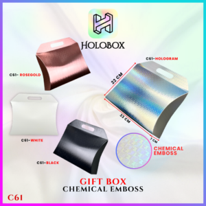 Pillow Box Chemical Emboss Hologram 33x7x22cm - Kemasan Gift Box Mewah Souvenir Hampers Kado - C61