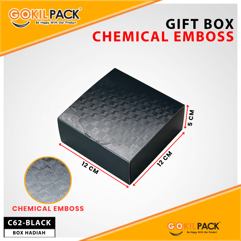 Gift Box Chemical Emboss|Kotak Hadiah Mewah |12x12x5cm|C62 - Image 2