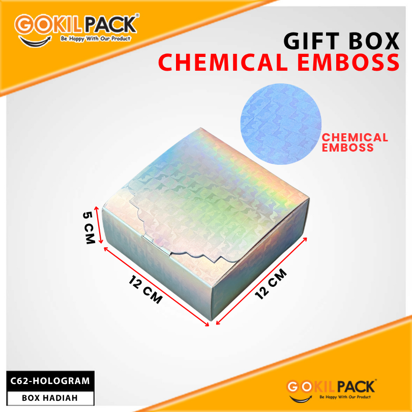 Gift Box Chemical Emboss|Kotak Hadiah Mewah |12x12x5cm|C62 - Image 4