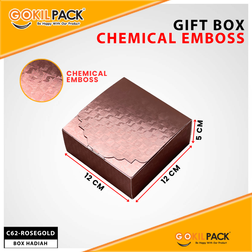 Gift Box Chemical Emboss|Kotak Hadiah Mewah |12x12x5cm|C62 - Image 5