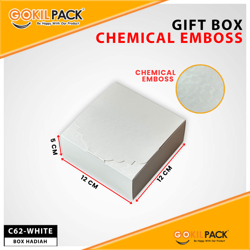 Gift Box Chemical Emboss|Kotak Hadiah Mewah |12x12x5cm|C62 - Image 3