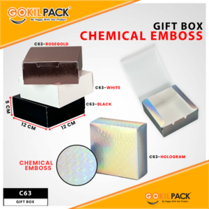 Gift Box Mewah Chemical Emboss - Bikin Kadomu Makin Istimewa Dan Elegan 12x12x5cm - C63