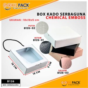 Kotak Kado Hampers Baju / Box Mika Chemical embos / Dus Souvenir / 18x18x5 / B126