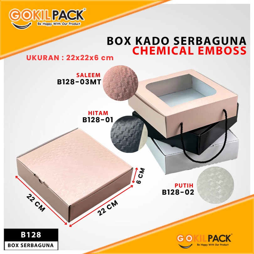 Kotak Kado Hampers Baju / Box Mika Chemical embos / Dus Souvenir / 22x22x6 / B128