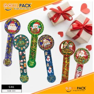 Stiker Natal|Merry Cristmast|Segel|Murah|Foil Emas|Aksesoris Packaging|S46