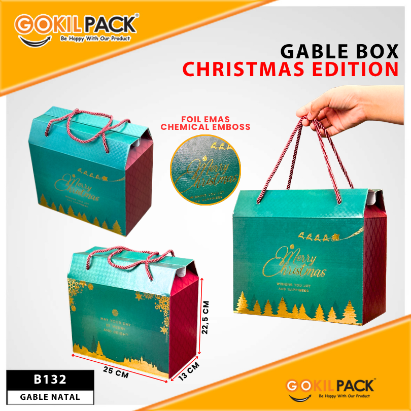 Box Hampers / Gable Box Natal / Kotak Souvenir Hadiah / Christmas Edition / 25x13x22,5cm / B132
