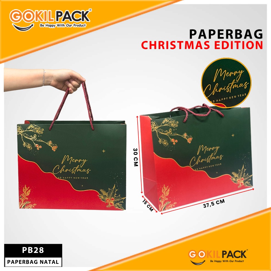 Paper Bag Natal / Crishtmas Edition / Premium / Tas Kado / 37,5x15x30cm / PB28