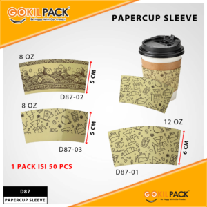 Paper Cup Sleeve | 8oz | 12oz | Sleeve Glass Motif | Isi 50pcs |D87