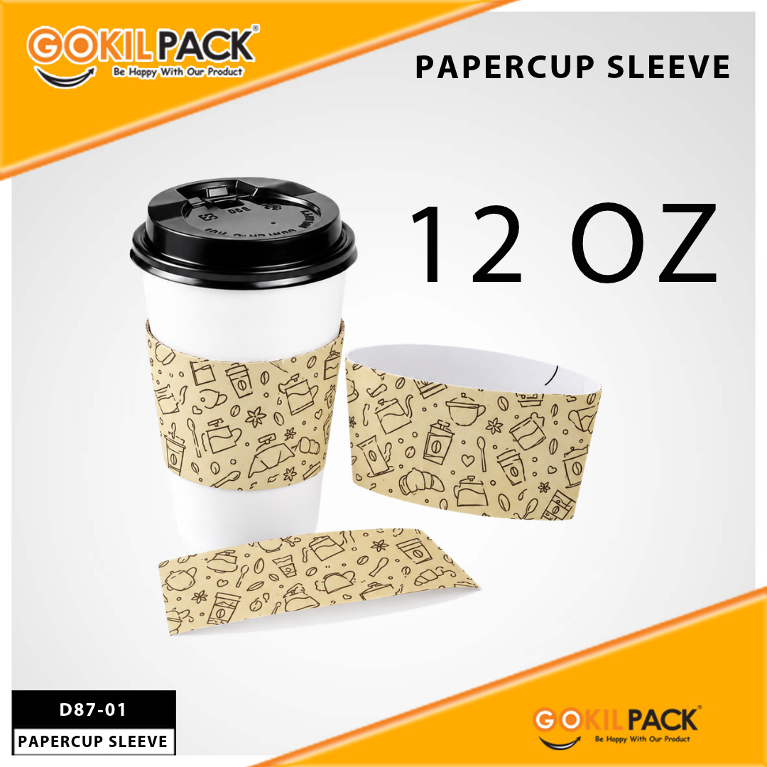 Paper Cup Sleeve | 8oz | 12oz | Sleeve Glass Motif | Isi 50pcs |D87 - Image 2