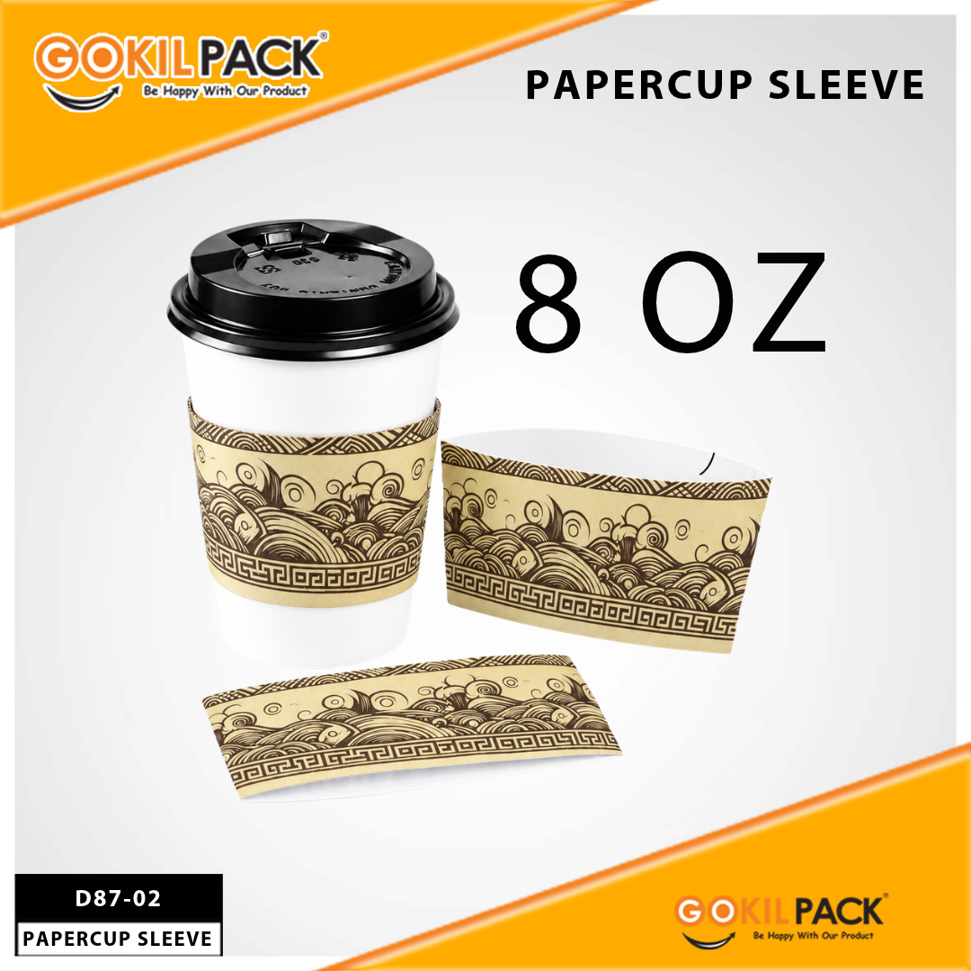 Paper Cup Sleeve | 8oz | 12oz | Sleeve Glass Motif | Isi 50pcs |D87 - Image 3