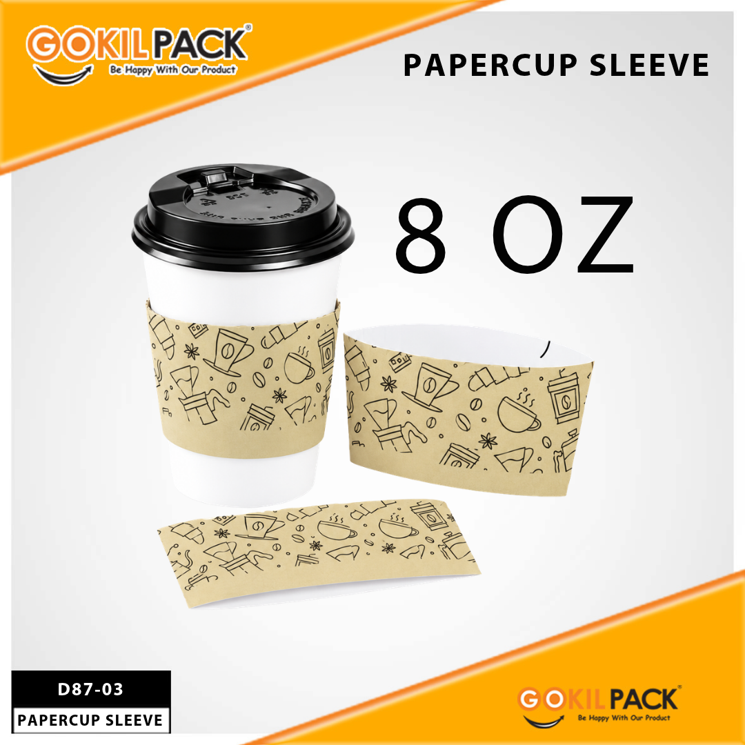 Paper Cup Sleeve | 8oz | 12oz | Sleeve Glass Motif | Isi 50pcs |D87 - Image 4